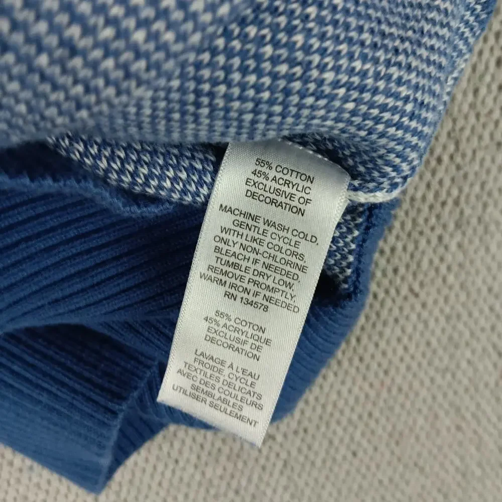 Vineyard Vines Quarter Zip Knit Sweater Mens‎ Large Blue Repeating Anchors